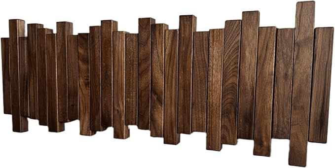 Natural Wood Wall Mounted Piano Coat Rack| Coat Rack Wall Mount| Flip Down Wall Hook Rack 5 Hooks| Entryway Wall Storage with Hooks,Made of Black Walnut.Wall Art