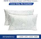Decorative Throw Pillow Covers Set of 2 Light Blue Retro Pillow Covers 12x20 inch Super Soft Short Plush Square Throw Pillows,Farmhouse Outdoor Boho Pillow Covers for Couch Living Room