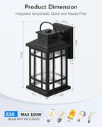 Outdoor Wall Lights Wall Mount, Dusk to Dawn Outdoor Lighting with Tempered Sleed Glass, Anti-Rust Black Outdoor Light Fixture, Modern Outside Porch Lights for House, Patio Exterior Wall Sconce