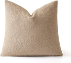 MIULEE Textured Boucle Throw Pillow Cover Khaki Accent Solid Eruo Sham Pillow Case Decorative Soft Pack of 1 Couch Cushion Chair Sofa Bedroom Livingroom Home Decor,24x24 Inch