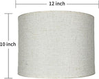 12" Wx 10" H Drum Lampshades, No Assembly Required, Fabric Lampshade for Table Lamp, Bedside Lamp, Floor Lamp, Metal Spider Fitter, Linen