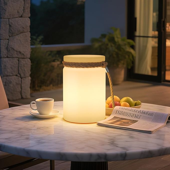 uuffoo 2 Pack LED Lamp Lantern Table Lamp Cordless Shower Lamp IP44 RGB and Warm White Dimmable for Indoor Outdoor Patio Camping Restaurant Home