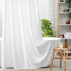 No Hook Shower Curtain, White Modern Chevron Striped Luxury Hotel Style, Washable Waterproof Fabric for Bathroom, 15 Seconds Quick Install, 72W x 86L Inches