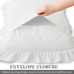 KKJIAF Ruffle Body Pillow Cases Set of 1, Ruffled Pillow Covers with Envelope Closure, Body Pillowcases Size of 20" x 54", Ruffled Long Pillow Shams, White