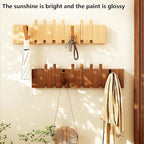 Wall Mounted Piano Key Hanger | Flip Style Hook | Entrance Wall Art Hook, Made of Oak Wood (3 Times Painted, 4 Times Polished) (Walnut-Beech, 6Hooks)