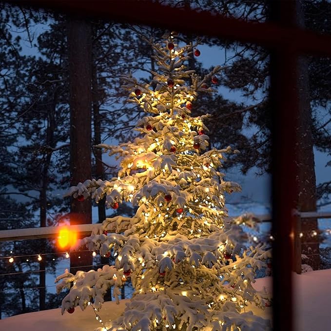 Upgrade 2Pack 500LED Solar String Lights for Outside, 180FT Solar Christmas String Lights Outdoor with 8 Modes, IP65 Waterproof Outdoor Twinkle Light, Garden Xmas Tree Christmas Decoration, Warm White