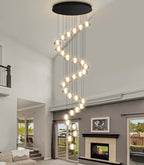 197'' Long Large Crystal Chandeliers 25-Lights LED Chandeliers for High Ceiling Handing Light Fixture for Entrance Hallway Foyer Staircase