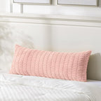 Fancy Homi Blush Pink Long Body Lumbar Lumbar Decorative Throw Pillow Covers 14x36 Inch for Bed Couch Bedroom Bench, Soft Corduroy Rectangle Solid Pillow Case, Rustic Farmhouse Boho Room Decor