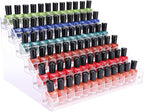 Clear Nail Polish Paint Organizer Holder Rack Shelf 6 Tier Acrylic Tattoo Ink Essential Oil Display Stand Holds Up to 48-96 Bottles for Table (Fit 1-2oz Bottles)
