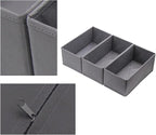 Clothes Drawer Organizer Set of 3 Gray, 11' Dresser Drawer Dividers for Underwear Socks Bra Baby Clothes, Small Storage Bins for Wardrobe Closet