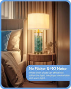 EDISHINE 23.6IN Glass Table Lamp DIY Fillable Base, White Linen Lampshade Table Lamp Set of 2, Tall Bedside Lamp for Living Room Bedrooms Bedside, Rotary Switch, UL Listed
