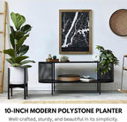 Fox & Fern 10 Inch Plant Pot with Drainage Plug — Premium Polystone White Plant Pot; Modern Planter with 3D Texture and Ceramic Finish; 10 Inch Pots for Plants Indoor & Outdoor