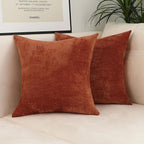Jeneoo Terracotta Decorative Throw Pillow Covers Soft Chenille Comfy Solid Rust Couch Cushion Case Decor (Set of 2, 20 x 20 Inches)
