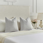 FUTEI Light Grey Chenille Decorative Throw Pillow Covers 26x26 Inch Set of 2,Soft Cozy Faux Linen Textured Euro Pillow Shams,Farmhouse Home Decor for Couch Living Room