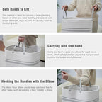 danpinera 100L Nursery Hamper, Tall Woven Laundry Basket with Long Leather Handles, Boho Laundry Hamper for Living Room & Bedroom, Eco-friendly & Convenient Decorative Storage Basket White & Gray