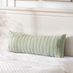 Fancy Homi Sage Green Long Lumbar Decorative Throw Pillow Covers 14x36 Inch for Bed Couch Bedroom, Soft Corduroy Rectangle Solid Cushion Case 35x91 cm, Rustic Farmhouse Boho Room Décor