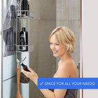 Bamodi Shower Caddy Hanging - 3-Tier Over Door Shower Basket Chrome-Plated - No Drilling Required - Fits Shower Screens up to 0.78 inches - Hangable Shower Rack with 2 Towel Hooks