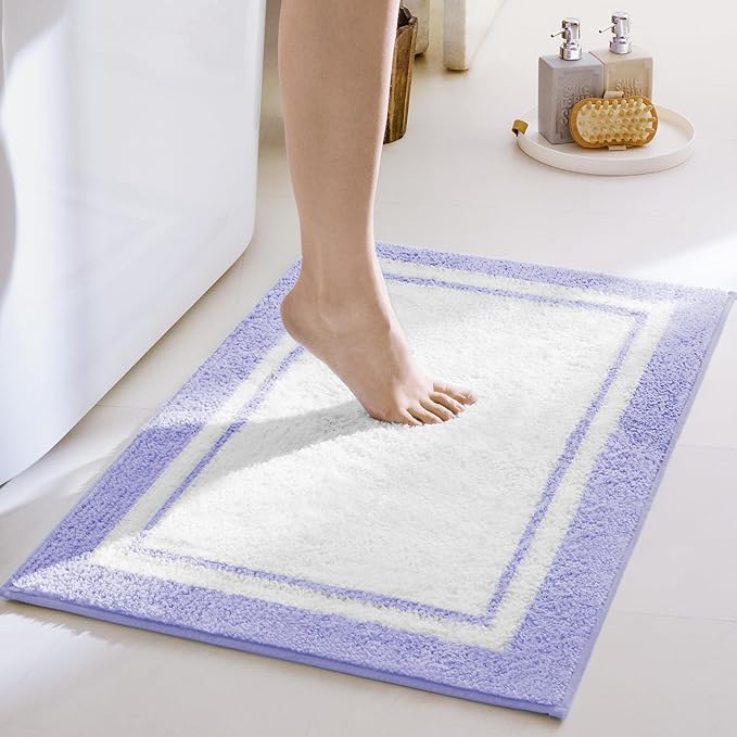 GRANNY SAYS Microfiber Bathroom Rugs Non Slip Washable, Water Absorbent Bathroom Mats for Tub Non Slip, Soft Bath Mats for Floor & Shower, Long Bath Rug, 24" x 36", 36" x 24", Purple