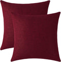 Jeneoo Decorative Burgundy Red Throw Pillow Covers Rustic Farmhouse Square Linen Burlap Soft Comfy Solid Cushion Couch Cases for Sofa Living Room (Set of 2, 16 x 16 Inches)