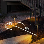 GKOLED Solid Brass Landscape Path Lights (5" Shade, 20" Tall), Low Voltage LED 3W 12-24V China Hat Path Lighting, Outdoor Waterproof Walkway Light, 2700K Warm White, with Stake and G4 Bulb, 2 Pack