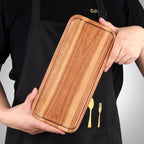 Acacia Wood Platter Small 12"X5.5" Charcuterie Boards Long Rectangle Decorative Trays Home Decor Cheese Board Wooden Serving Platters for Cookie, Snack, Dessert, Food Dish Cake Appetizer Plates