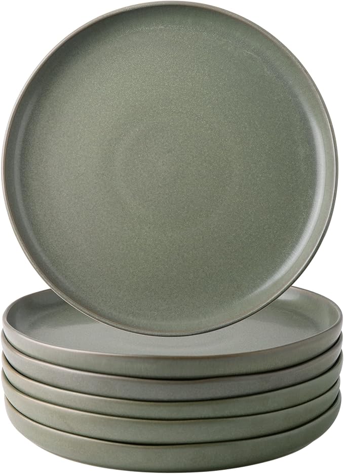 AmorArc Ceramic Dinner Plates Set of 6, Wavy Rim 10.5 Inch Stoneware Dish Set, Large Dinnerware Plates for Kitchen-Microwave&Dishwasher Safe, Scratch Resistant-Reactive Glaze Matte