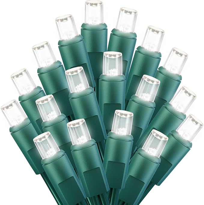 LED Christmas Mini String Lights, 14 Feet 50LEDs F5 Pure White Mini Lights, Connectable Christmas Tree Lights for Wreath Garland Holiday Party Wedding Outdoor Indoor Christmas Decoration, Green Wire