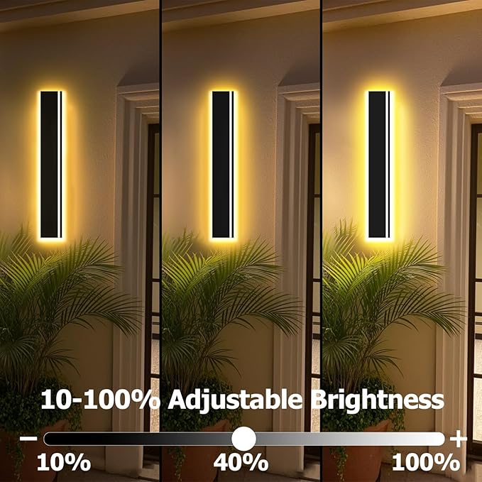 Picico 2PC 47in Modern Outdoor Lights,IP65 Waterproof Long Exterior Light Fixtures Wall Mount,Linear Outdoor LED Wall Sconce, Outside Lighting for Garage,Front Door (3000K-6000K Dimmable)