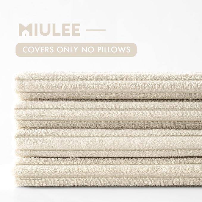 MIULEE Boho Farmhouse Throw Pillow Covers 18x18 Inch Set of 4 Mordern Nordic Cushion Covers Soft Corduroy Christmas Home Decor for Couch Bed Sofa Living Room Cream White