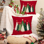 AACORS Christmas Pillow Covers 20X20 Set of 2,Watercolor Christmas Tree Stars Decoration Holiday Farmhouse Winter Pillow Case for Sofa Couch Decor（Red） AA231-20-2