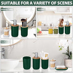 iMucci Bathroom Accessories Set 5Piece Hunter Green Bathroom Sets, Toothbrush Holder, Toothbrush Cup, Lotion Soap Dispenser, Soap Dish and Qtip Holder Bathroom Decor