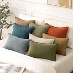 MIULEE Fall Decorative Linen Pillow Covers 18x18 Inch Burnt Orange Boho Farmhouse Neutral Couch Throw Pillows for Bed Pack of 2 Accent Modern Pillowcase Summer Sofa Livingroom Home Decor