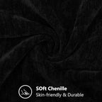 decorUhome Chenille Black Throw Pillow Covers 22x22 Inch Set of 2, Decorative Soft Couch Pillow Covers Solid Dyed Accent Velvet Farmhouse Neutral Square Pillow Cases for Sofa Bed Living Room