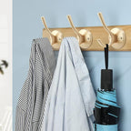 Gold Hat and Coat Hooks, 4 Pack Heavy Duty Coat Robe Hook, Metal Double Backpack Hook Wall Mounted, Towel Hooks for Bathroom Entryway Cubicle Closet Garage