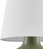 BoutiqueRugs Navarro Boho Ceramic Bedside Table Lamp for Bedroom Nightstand and Living Room - Shade Cotton - Green, White - 13" H