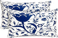 Decorative Throw Pillow Covers Set of 2 Blue Pillow Covers 12x20 inch Short Plush Couch Pillow Cases Floral Throw Pillows,Farmhouse Outdoor Pillow Covers for Sofa Living Room Cushion Covers