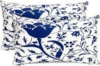 Decorative Throw Pillow Covers Set of 2 Blue Pillow Covers 12x20 inch Short Plush Couch Pillow Cases Floral Throw Pillows,Farmhouse Outdoor Pillow Covers for Sofa Living Room Cushion Covers