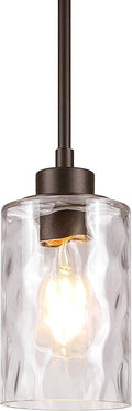 XiNBEi Lighting Pendant Lighting 1 Light Mini Pendant Light with Glass, Modern Adjustable Kitchen Hanging Ceiling Light Dark Bronze Finish XB-P1227-DB