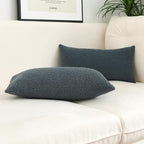 Jeneoo Grey Blue Decorative Long Lumbar Thick Throw Pillow Covers Fine Textured Boucle Couch Cushion Case for Sofa Decor, Set of 1, 14 x 36 Inch
