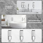 3-in-1 Quadrate Dispensers for The Shower,Shower soap Dispenser,Conditioner Dispenser, Shampoo Dispenser,No Drilled Wall Mounted Distributor,Hotel,Bathroom,Home (Triple, Colorless)
