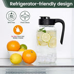 Mason Jar Pitcher - Airtight & Leakproof Glass Pitcher with Lid, Perfect for Breastmilk, Cold Brew, and Sun Tea, 2 Quart (64 oz) 1/2 Gallon Mason Jar with Pour Spout Lid