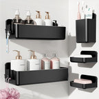 Nieifi Shower Sheves 5 Pack, Adhesive Shower Wall Shelf Organizer for Bathroom Organization, Black