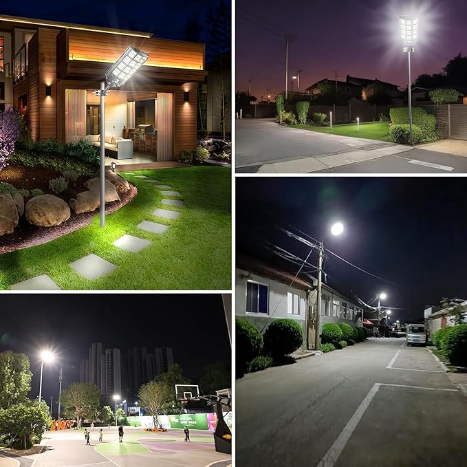 8000W Solar Street Light Outdoor Waterproof, 240000LM Solar Powered Parking Lot Lights Large Street Light Dusk to Dawn with Motion Sensor, LED Flood Light Wide Angle Lamp for Patio and Parkling Lot