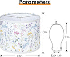 Lamp Shades Set of 2, Drum Lampshades 13" Top x 13" Bottom x 10" High with Spider Fitter, Large Replacement Lamp Shades for Table Lamps, Floor Lamps, Easy Assembly Required (2, Print - A)