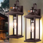 Dusk to Dawn Motion Sensor Outdoor Lights Oil Rubbed Bronze 2-Pack, 18 Inch Large Outdoor Light Fixtures Brown Exterior Lights Photocell IP65 Waterproof Outside Lanterns for House Vintage