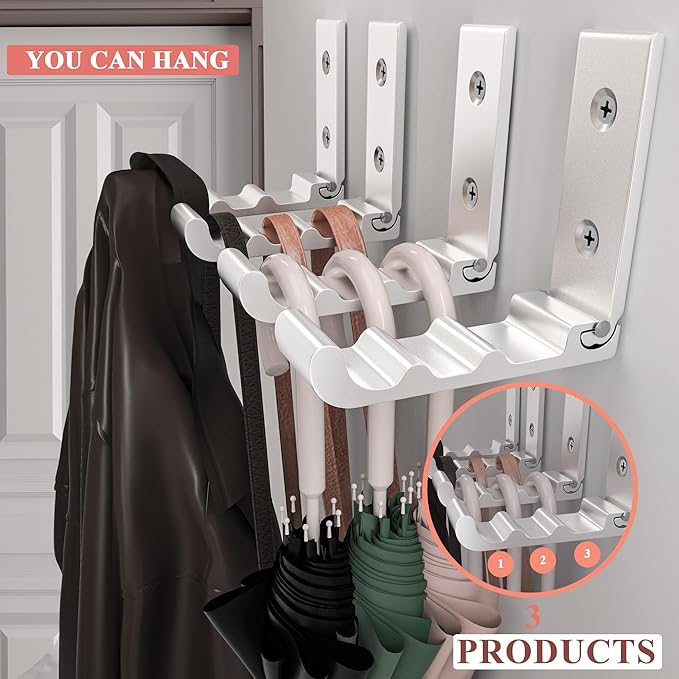 OHIYO 6 Pack Folding Wall Hooks, Heavy Duty Space-Saving Foldable Design Wall Mounted Multi-Purpose Hooks for Coats, Towels, Hats, Backpacks (Silver)