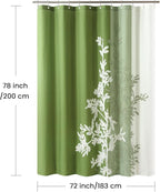 Long Fabric Shower Curtain, Green Plant Shower Curtains for Bathroom, Waterproof Bathroom Curtains, 72" W x 78" H