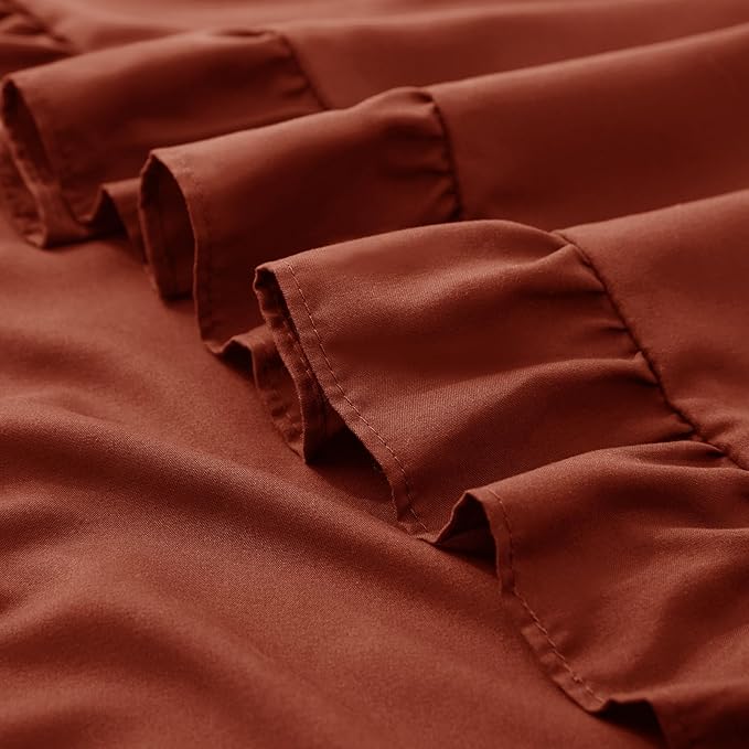 KKJIAF Ruffle Pillow Cases King Size Set of 2, Ruffled Pillow Covers with Envelope Closure, Wrinkle Resistant Ruffled Pillow Shams 20" x 36", Dusty Orange