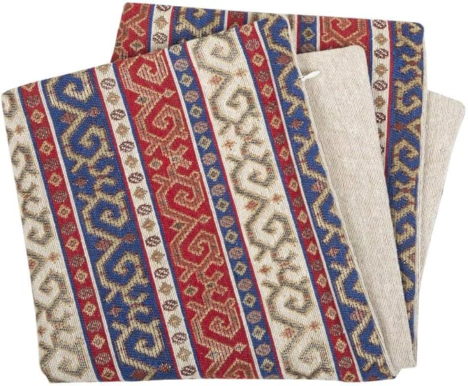 Kilim Throw Pillow Covers Red and Blue - 18 x 18 Inches Decorative Moroccan Pillows, Boho Room Decor for Couch, Bohemian Square Case for Farmhouse, Ethnic Shams, Aztec, Patio, Porch