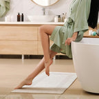 THE BEER VALLEY Bath Rugs Set 2 Piece White Cotton Tufted Reversible Washable Bath Mats for Bathroom Floor| Quick Dry Bathroom Mat for Tub Spa Shower Toilet| Entry Way Door Mats|21x32 & 17x24 Inches